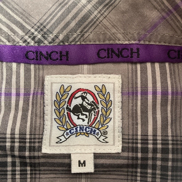 Mens EUC Cinch Gray & Purple Western Button Down Medium Shirt - Picture 3 of 8